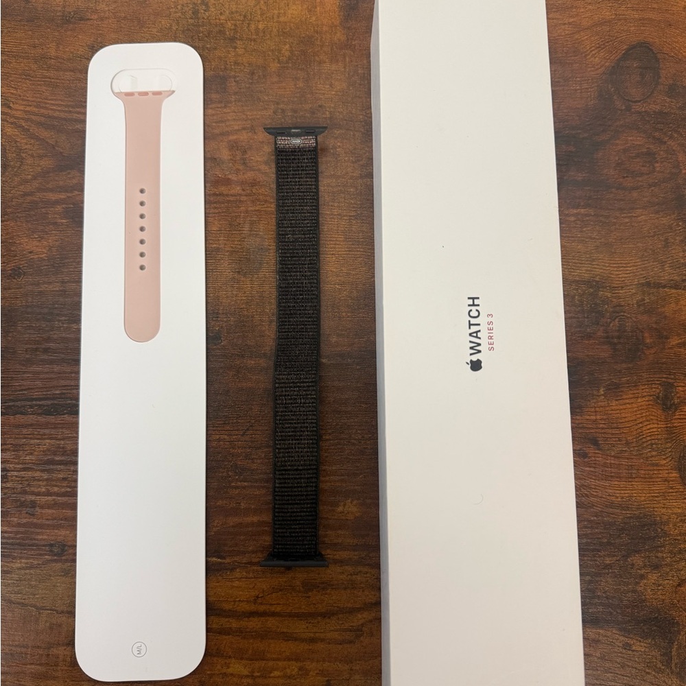 Apple Watch Series 3 with Pink and Black Bands